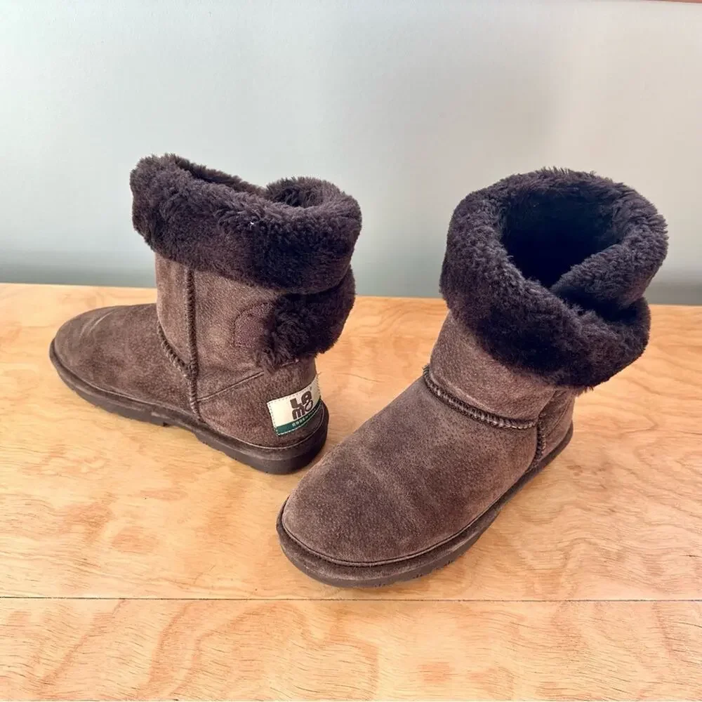 LAMO Essentials Apres Shearling Ankle Boots | Brown | Size 5